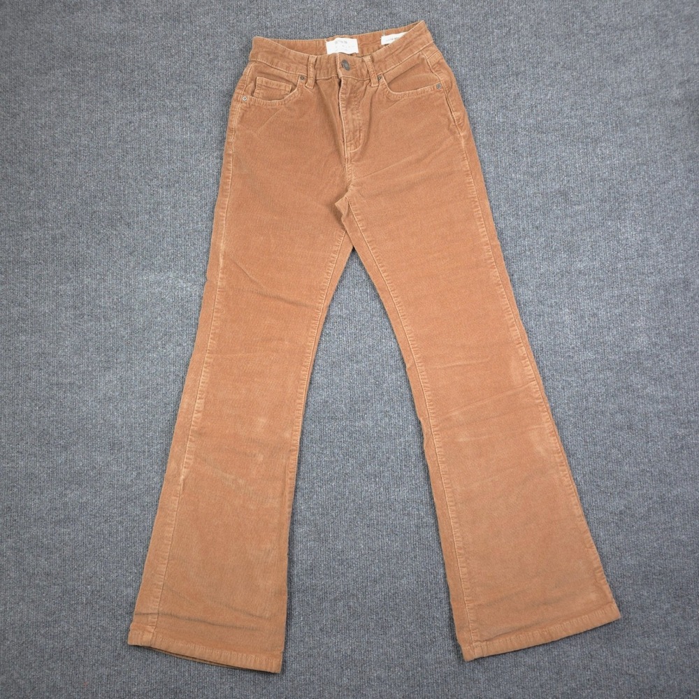 Cotton:On Jean Womens 2 Brown Cord Bootleg Corduroy Flare Pants 5 Pocket Casual